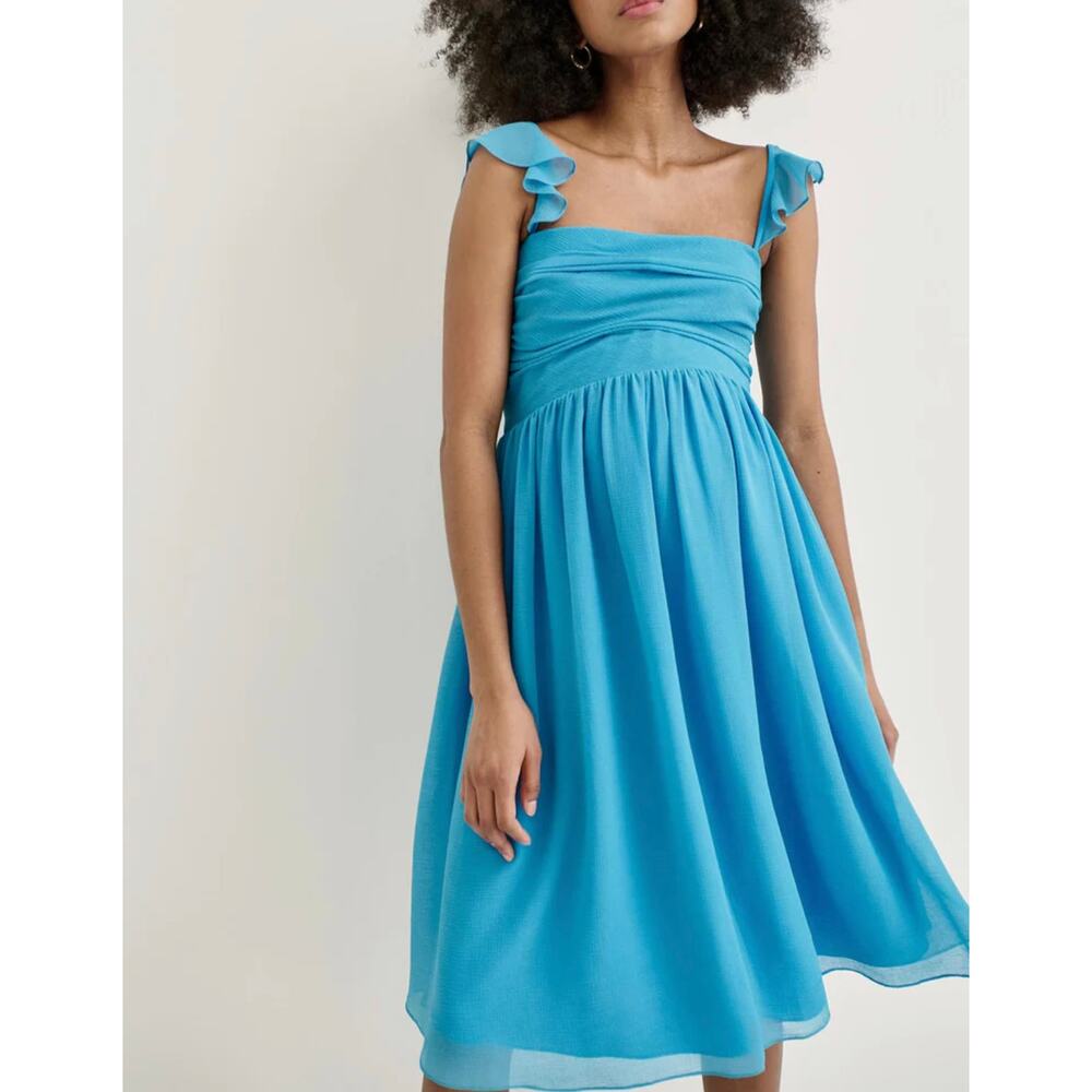 Hatch Turquoise Blue Ruffle Strap Midi Dress - Picture 4 of 13